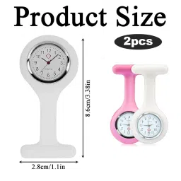 squishy 2Pcs Fob Watch, Pocket Watch for Nurses Nurse Watch with Pin Attachment, Easy-Read Dial for Doctors, Paramedics & Healthcare Workers(Pink+White) image 1