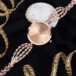 matrix Daisy Collection | Stone Studded Dial with Designer Stone Studded Bracelet Chain Analog Watch for Women & Girls image 1