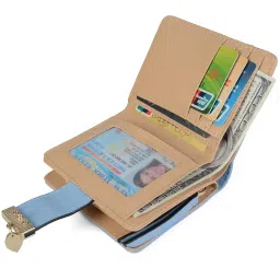 inovera (label) Women's Rose Gold Vegan Leather Leaf Bi-fold Card Coin Holder Small Wallet (KK23) image 5