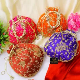 trendifly Return Gift Potli bag for women bulk wholesale embroidery wedding bridal batua purse for guest gifting image 3