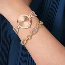 matrix Daisy Collection | Stone Studded Dial with Designer Stone Studded Bracelet Chain Analog Watch for Women & Girls image 5