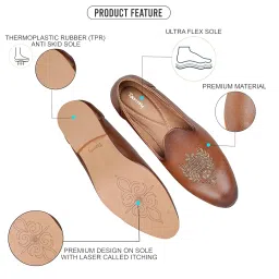 tanny shoes Men's Vegan Leather Brown Ethnic Shoe for for Wedding|Party|Occasions|Fashion|Outdoor|Indoor|Lightweight|Shoes Hand Embroidery in The Motif with TPR Sole image 4