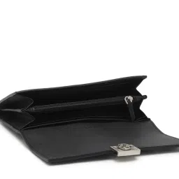 calvin klein Solid Black Pu Tri-Fold Wallet image 5