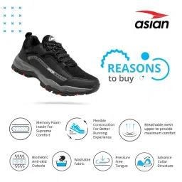 asian Men's Everest-01 Sports Trekking & Hiking,Walking Shoes with Rubber Outsole & Memory Foam Insole Lace-Up Shoes for Men's & Boy's image 3
