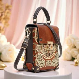 exotic Premium® Embroidered Mini Handbag with Flap Closure Unique Style Locking System Sling/Hand Bag | Mini Bag | Shoulder and Crossbody Bag image 2