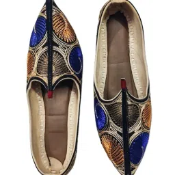 agadi Handcrafted Pure Leather Mojari for Men – Traditional Ethnic Jutti Shoes with Embroidery for Wedding image 3