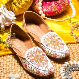 jm looks Women's Handcrafted Embellished Jutti | Traditional & Stylish Ethnic Footwear | Comfortable & Festive for Women image 2