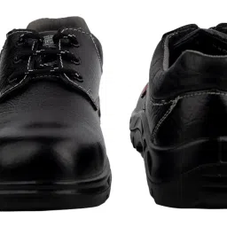 karam FS02 Black Leather Safety Shoes for Men | Single Density with Steel Toe | Antistatic, Antislip, Oil & Heat Resistant image 1