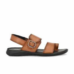 hitz Men's Tan Leather Toe Ring Sandals with Buckle Closure image 2