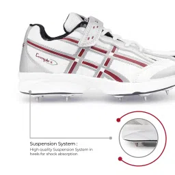 pro ase sport Pro ASE Lightweight Cricket Shoes - Durable & Comfortable | Ideal for Turf, Ground & Hard Surfaces | Allrounder Design with Metal Spikes, Velcro & Superior Grip | White, Blue, Green, Red image 2