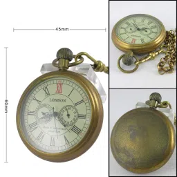 vigoroso Men's Vintage Full Copper Hand-wind Mechanical Second&24hours Sub-dials Pocket Watch in box image 1