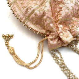 byra Women Designer Embroidered Potli Bag with Pearl Handle image 2