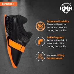 rxn Hercules Weightlifting Shoes for Men and Women - Weight Lifting Shoes for Powerlifting, Deadlifting & Crossfit - Strap and Lace-Up Gym Shoes - Non-Slip Olympic Lifting Shoes image 3