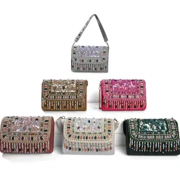 bagin enterprise Velvet SilK Stylish Unique Design Trendy Traditional Wedding Party Handheld Potli Bag For Women image 4