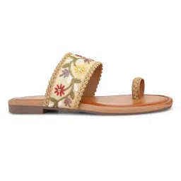 xe looks Women's One Toe Ethnic Slip-On Flat Slippers Embellished & Trendy Footwear For Women & Girls image 5