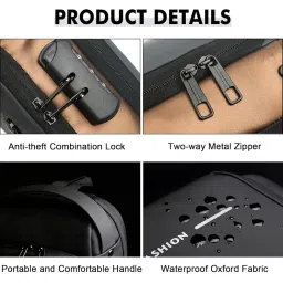 isdula Sling Bag for Men Anti-theft USB Crossbody Shoulder Backpack Purse Waterproof PU Leather Chest Bag Travel Daily Use image 3