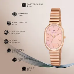 carlington Iconic Analog Watches for Women with Premium Linked Stainless Steel Strap - CT 2031 image 4