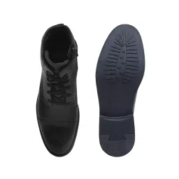 zoom shoes Genuine Leather Formal Black Casual Boots for Men ZA-5200 | High ankle shoes with anti-slip technology and memory cushion insole | Lace-up boots for formal and casual footwear image 3