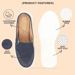 fausto Women's Fashion Classic Stitched Upper Denim Open Back Slip On Height Enhancer Casual Shoes image 2