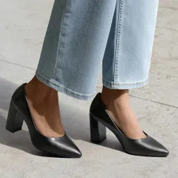 symbol premium Women's 'Desk to Dinner' Block Heel Pumps (Ortholite Insole|Stylish Heels) image 4