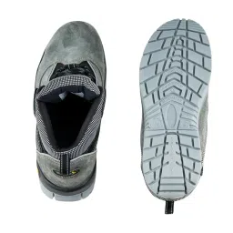 mallcom Manx Safety Shoes for Men, Suede Grey Leather, High Ankle Safety Boot with Steel Toe, Injected Double Density PU Sole, Light Weight, Comfort and Slip Resistance, Size- 4UK-12UK image 3