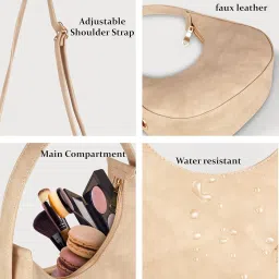 nyfee Half Moon Hobo Bag with Detachable Long Strap,Faux Leather,Trendy,Stylish & Durable Women's Shoulder Bag image 4