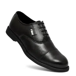 TOR Men's Black Industrial Safety Shoes, Steel Toe Cap, Genuine Leather, Lightweight (021 Black, UK Footwear Size System, Adult, Men, Numeric, Medium, 8) image 1