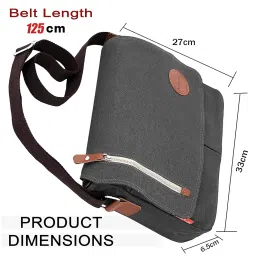 storite Canvas Side Sling Bag For Men & Women Formal Business Crossbody Compact Bag for College & Office Purpose (33x27x6.5cm) image 1