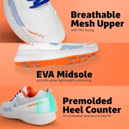 vector x Swing 2.0 Cricket Shoes for Men & Boys Sports Shoes Lightweight Upper with TPU Fusing, EVA Midsole with Rubber Oustole Cricket Practice/Professional image 5