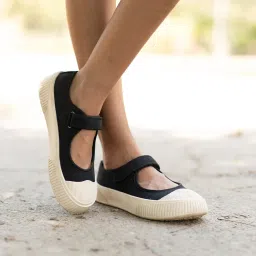 theater Jiro Women's Mary Jane Canvas Flats | Slip-On Round-Toe Shoes with Adjustable Strap | Comfortable & Lightweight | Formal & Casual Wear image 2