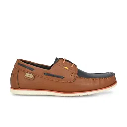 hitz Men's Black Leather Lace-Up Boat Shoes image 2