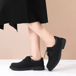 iuy Black Oxford Shoes for Women Leather Work Office Non Slip Dress Shoes Comfortable Shoes image 3