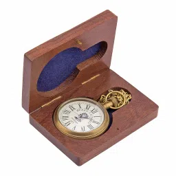 kartique Antique Style Brass Pocket Watch with Chain in Roman Numbers, Queen Victoria | Vintage Style Gandhi Watch image 2