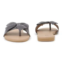 Women's Bow Toe Ring Flats – Stylish & Comfortable Slipers||FK_01_GREY_B149_41 image 3