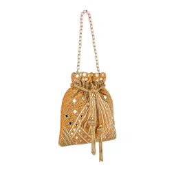 mybwo Aarohi – Sparkling Kundan Potli Bag for Women | Bridal Meenakari Clutch | Wedding & Festive Party Purse image 1