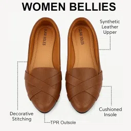 glam soles Women’s Stylish Flat Belly Shoes – Comfortable Faux Leather Slip-Ons with Crisscross Strap Flats for Office & Casual image 1