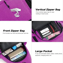 MOSISO Sling Backpack,Canvas Crossbody Hiking Daypack Bag with Anti-theft Pocket image 3