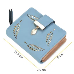 inovera (label) Women's Rose Gold Vegan Leather Leaf Bi-fold Card Coin Holder Small Wallet (KK23) image 4