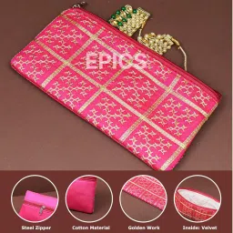 epics Embroidery Checks Designed Wedding Return Gift Women Wholesale Bridal Traveling potli Bag with Zipper for Ladies Shagun Purse Gifting Haldi Mehandi Come as Combo of image 3