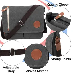 storite Canvas Side Sling Bag For Men & Women Formal Business Crossbody Compact Bag for College & Office Purpose (33x27x6.5cm) image 2