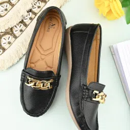 xe looks Women's Fancy Chain Design Loafer Ballet & Moccasins Faux Leather, Comfortable and Trendy, Slip-on Mule Shoes for Daily Casual Wear & Formal Wear for Women & Girls image 1