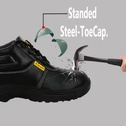 elecant Lace-up Steel Toe, PVC Sole and Rexine Upper Black Safety Shoes for Construction, Factory and Industrial Work||Safety Shoes for Men image 5