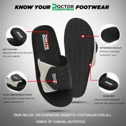 doctor health super soft Orthopedic Slippers for Men | Diabetic Comfort Slides with Velcro Strap | Everyday Wear Slides for Men image 4