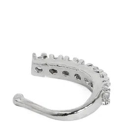 rubans Silver-Plated White CZ- Stone Studded Handcrafted Nose Clip image 1