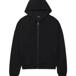 drobe Plain Solid Cotton Relaxed Fit Hooded Neck Full Sleeve Casual Zipper for Women image 4