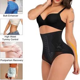 plumbury Waist Shaper Tummy Control Shapewear Panty with Belt for Postpartum Recovery/Gym/Workout image 4