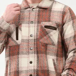 global republic Wool Blend Plaid Check Shirt Collar Shacket For Men (VW2430) image 4