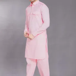 divisive Men's Cotton Blend Pathani Kurta Pyjama Set image 1