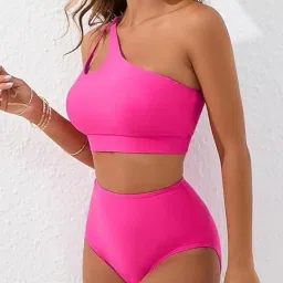 S2Z Fashion Bikini for Women High Waist Bikini Bottom Two Piece Bathing Suits One Shoulder Cut Out Bikini Top Swimsuits image 5