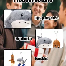 bdelrinque 2PCS Italian Brainrot Plush Keychain Set, Tung Tung Tung Sahur Toy, Brainrot Toys, Creative Shark and Anime Figures for Kids, Collectors and Gift Giving, Soft and Durable Plushie Decor image 2